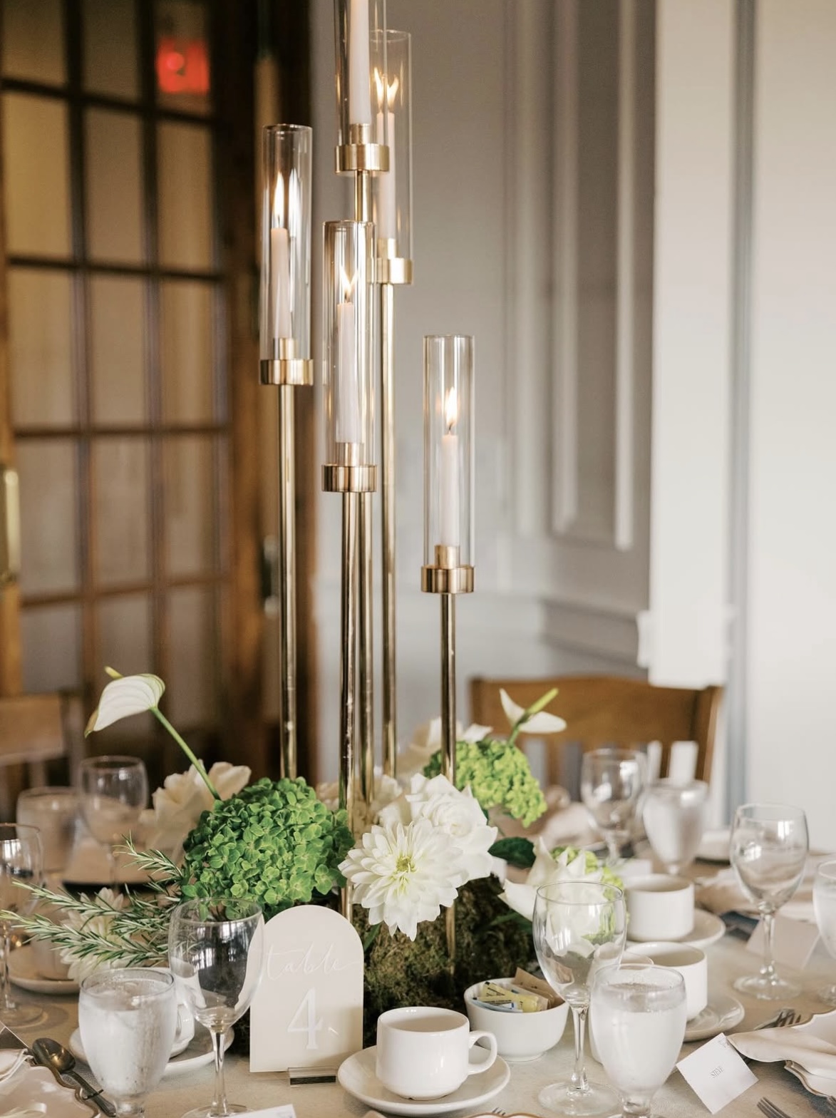 Elegant table settings for an event at Copetown Woods