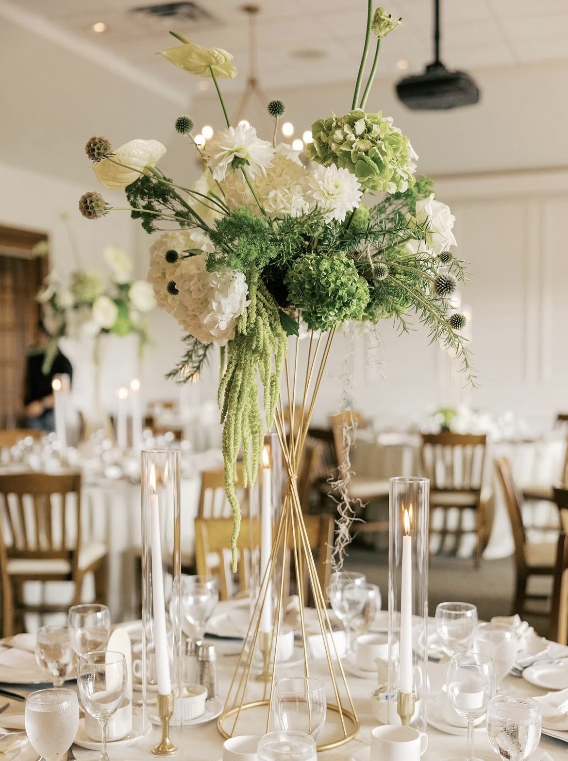 Floral centrepiece in the Copetown Woods ballroom